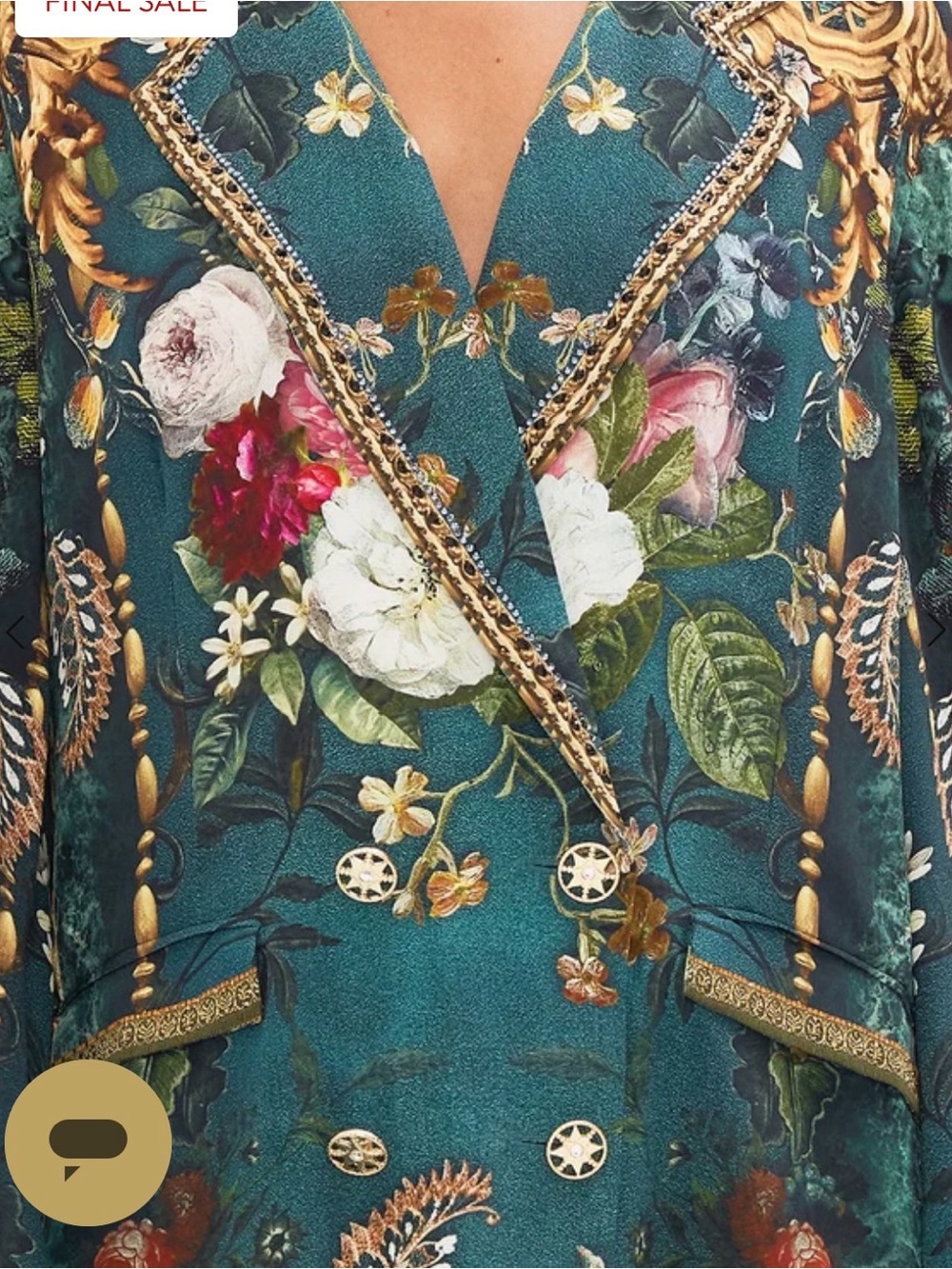 25 NWOT 1300.00 CAMILLA SILK FLARED SLEEVE DOUBLE BREASTED JACKET VERDIS WORLD - Picture 8 of 8